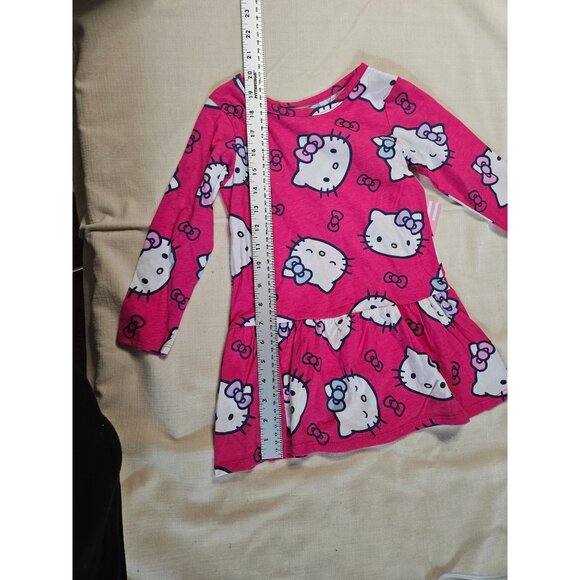 Hello Kitty Girls Pink Long-Sleeve Dress With Ruffled Skirt Size 3T Made By Sanr - Picture 7 of 8